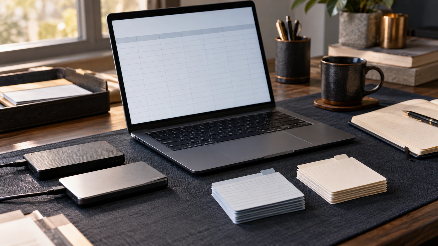 Contrôle de fichiers et de tableaux sur un poste de travail organisé.